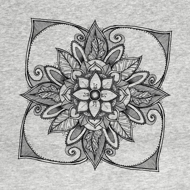 Black and white flower mandala by stickypixie